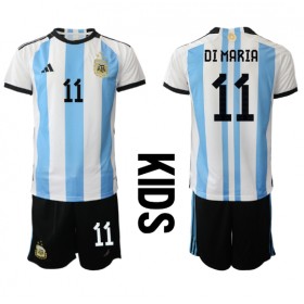 Argentina Angel Di Maria #11 Hemmakläder Barn VM 2022 Kortärmad (+ Korta byxor)